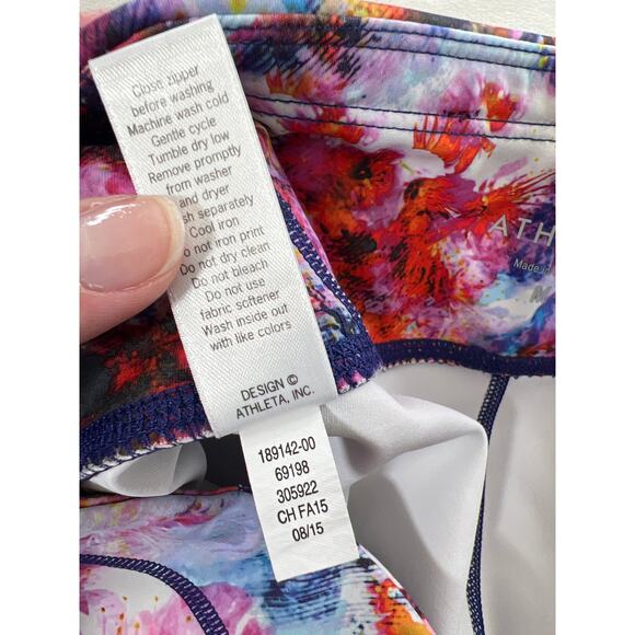 Athleta Hypersonic Sonar Tights Leggings Pink Floral Watercolor Print Running - Picture 8 of 10